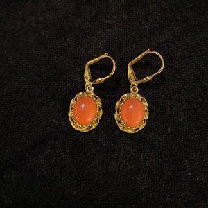 Coral lever back earrings